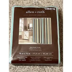 Allen + Roth Fabric Shower Curtain Multicolored Stripes 0364774 Highland Creek